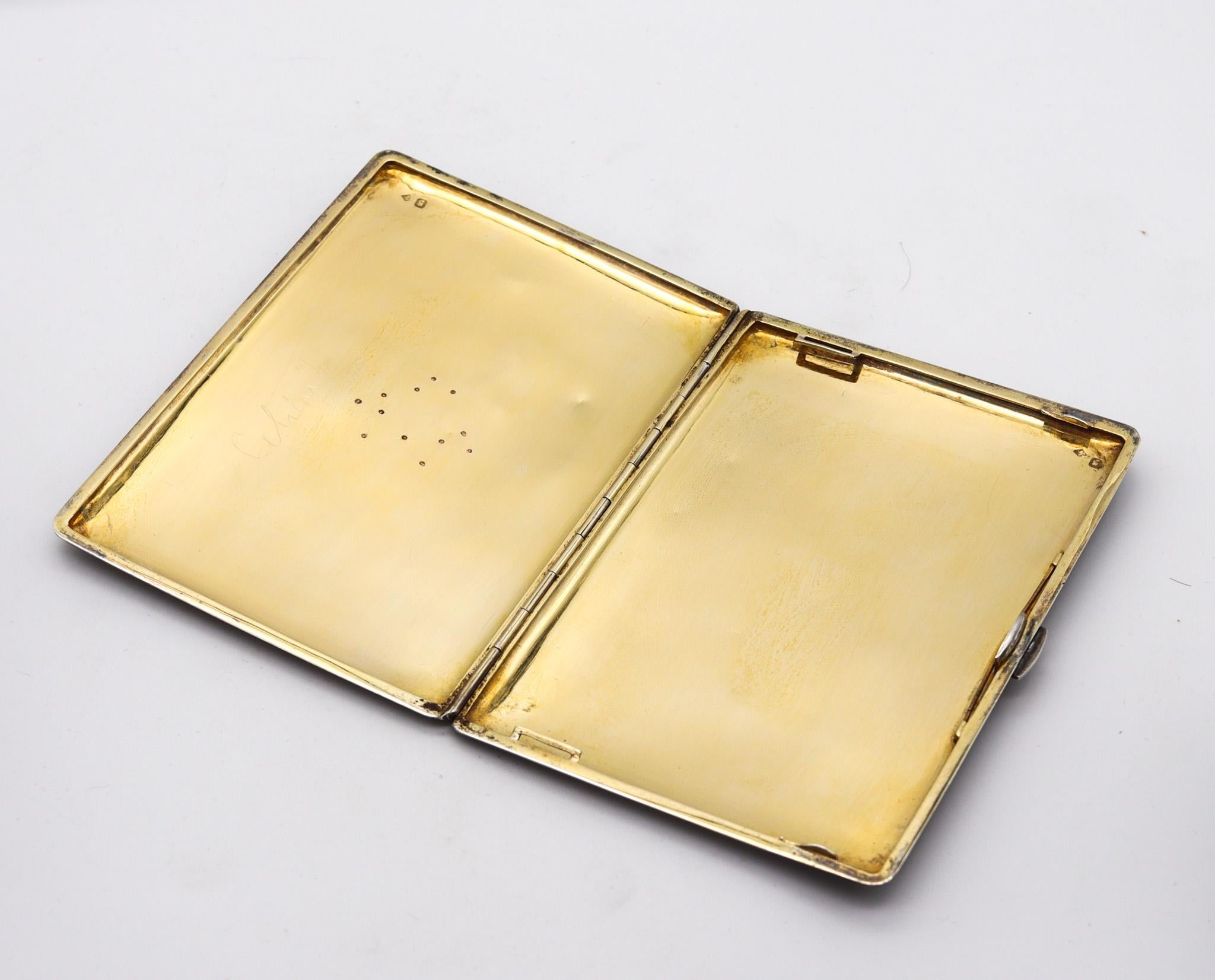Französisches Art Déco 1929  Schwarz lackiert Großes Gehäuse in .950 Sterling und 18Kt Gold im Angebot 2