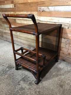 French Art Deco 1930 antique colonial bamboo Drink Trolley