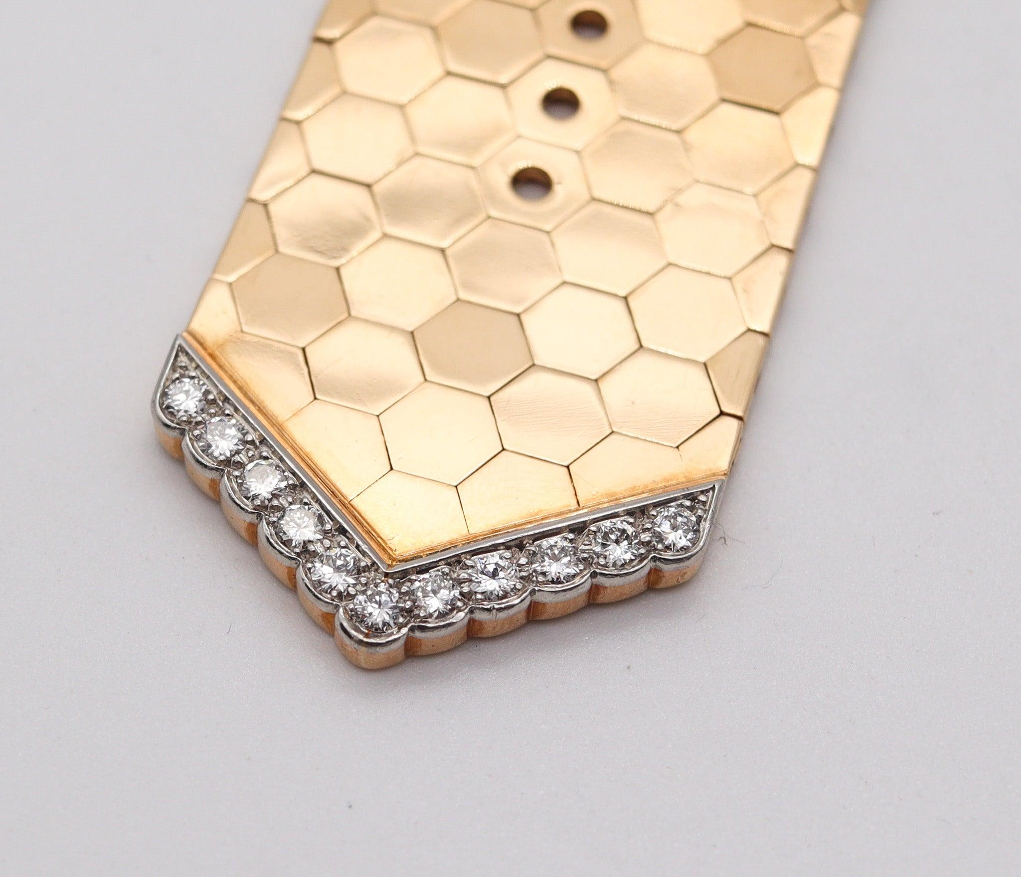 FRENCH Art Deco 1930 Schnalle-Armband 18Kt Gold Platin 2,37 Karat Diamanten Rubine im Angebot 2
