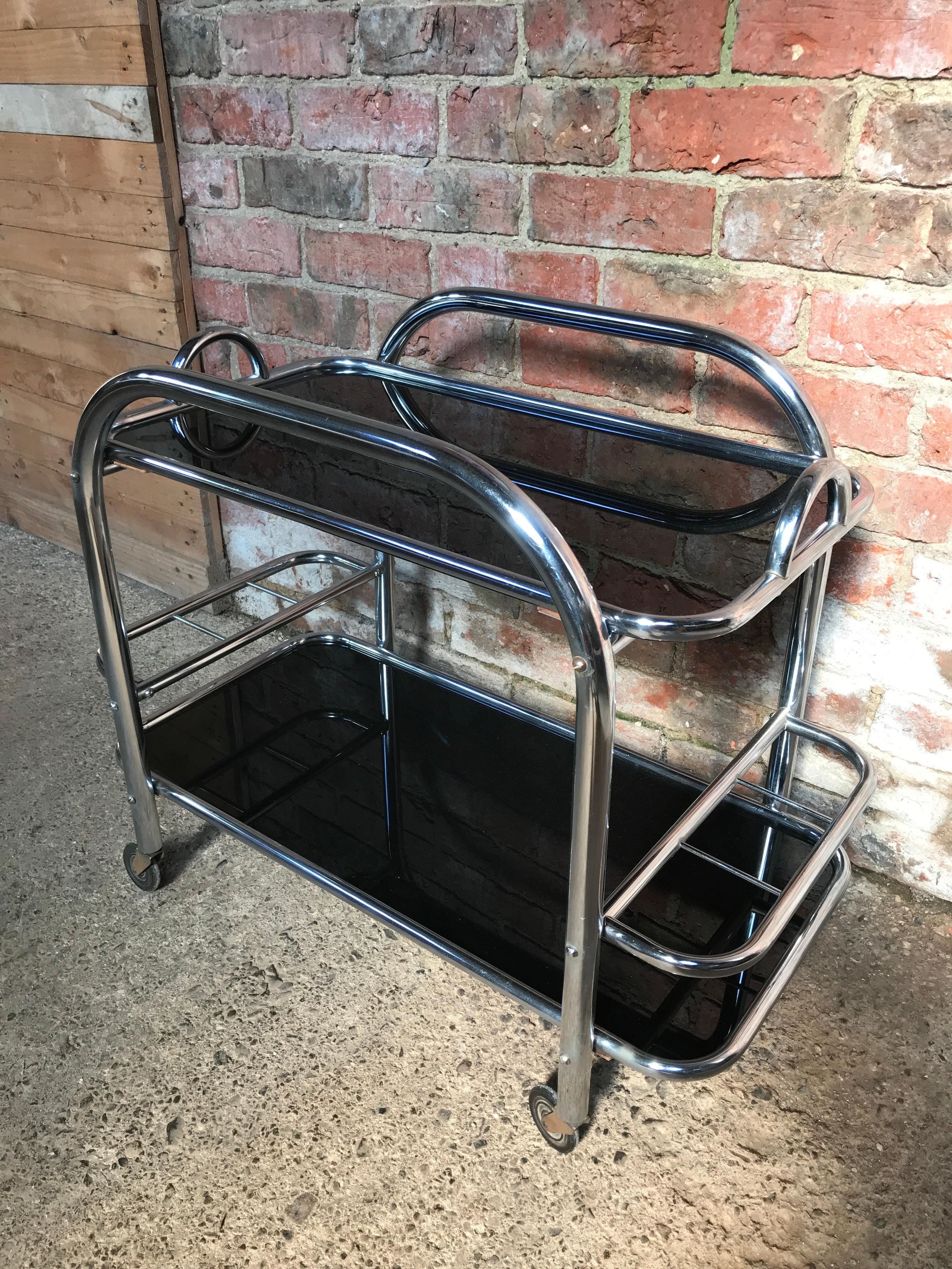 Metal French Art Deco 1930 Drink Trolley Designed by Jacques Adnet For Sale