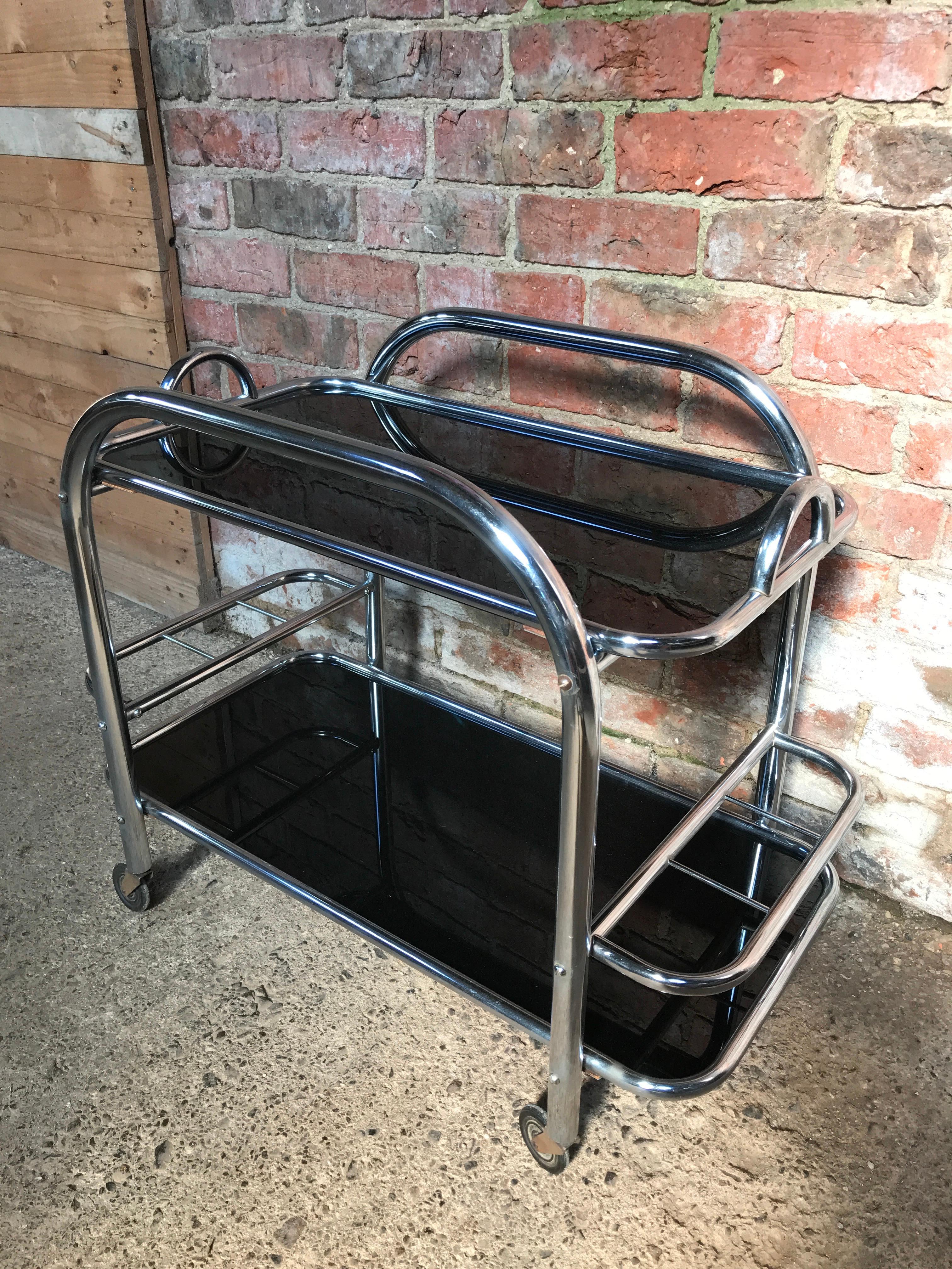 French Art Deco 1930 Drink Trolley Designed by Jacques Adnet For Sale 1