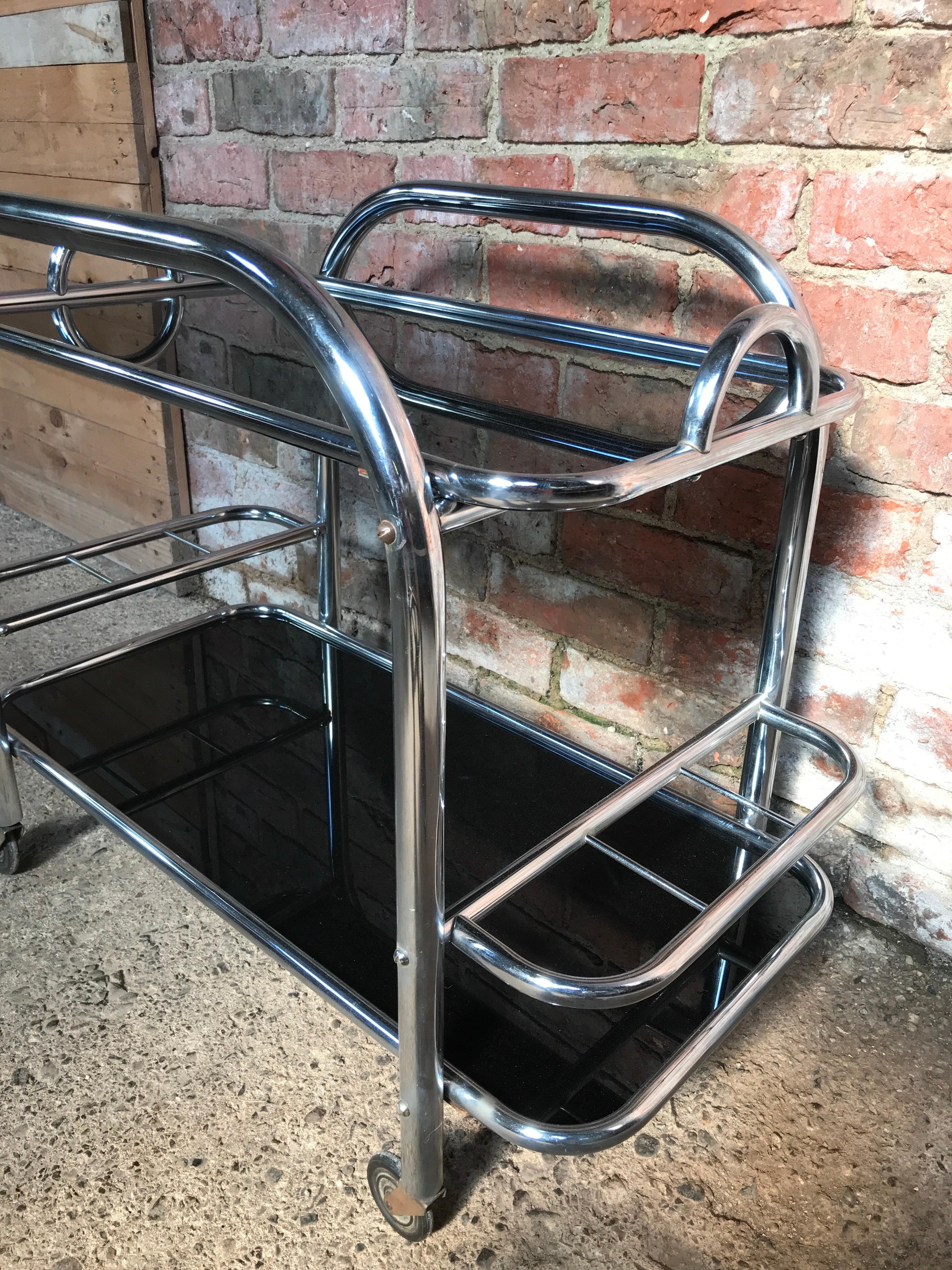 French Art Deco 1930 Drink Trolley Designed by Jacques Adnet For Sale 2