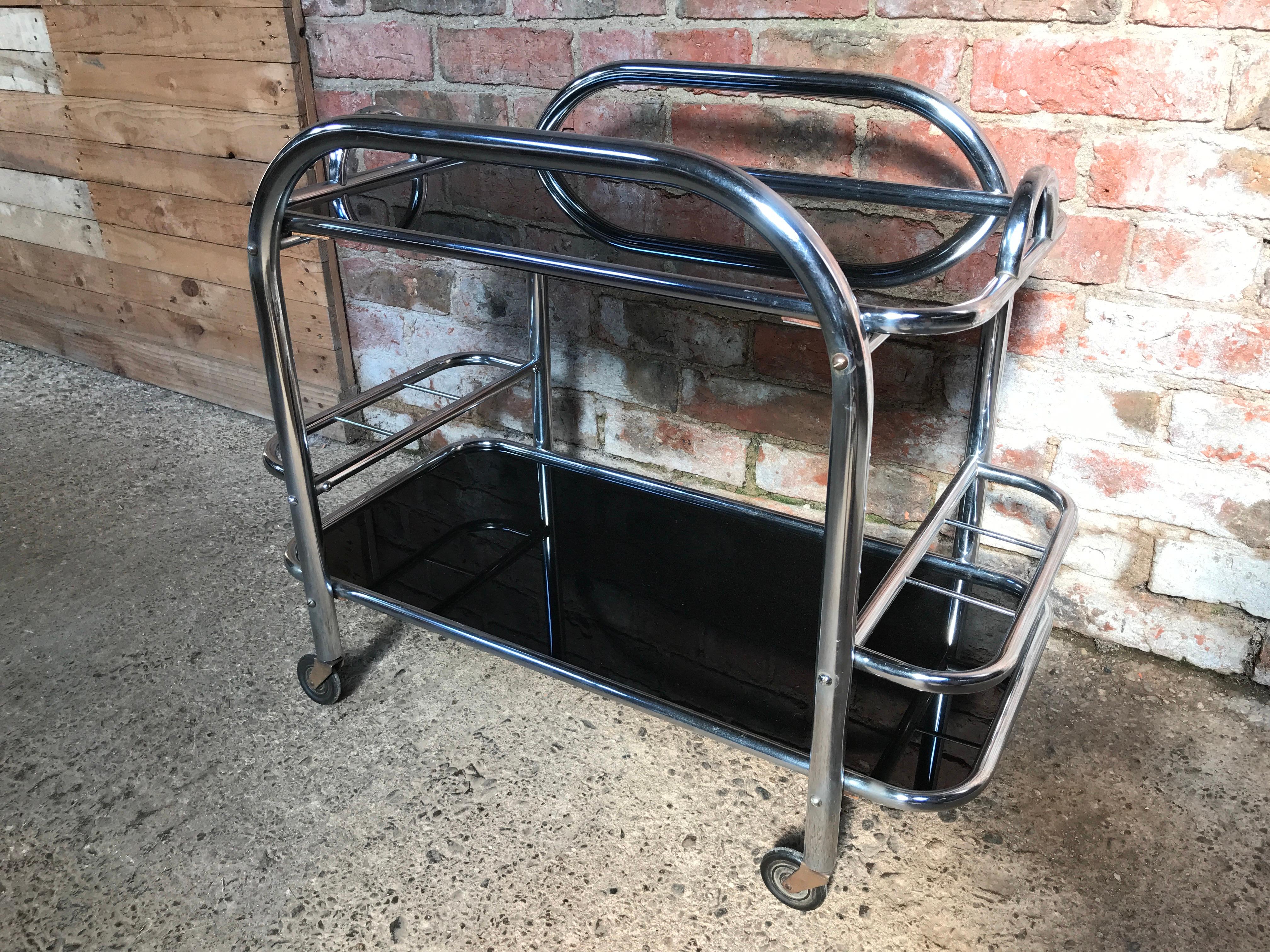 French Art Deco 1930 Drink Trolley Designed by Jacques Adnet For Sale 3