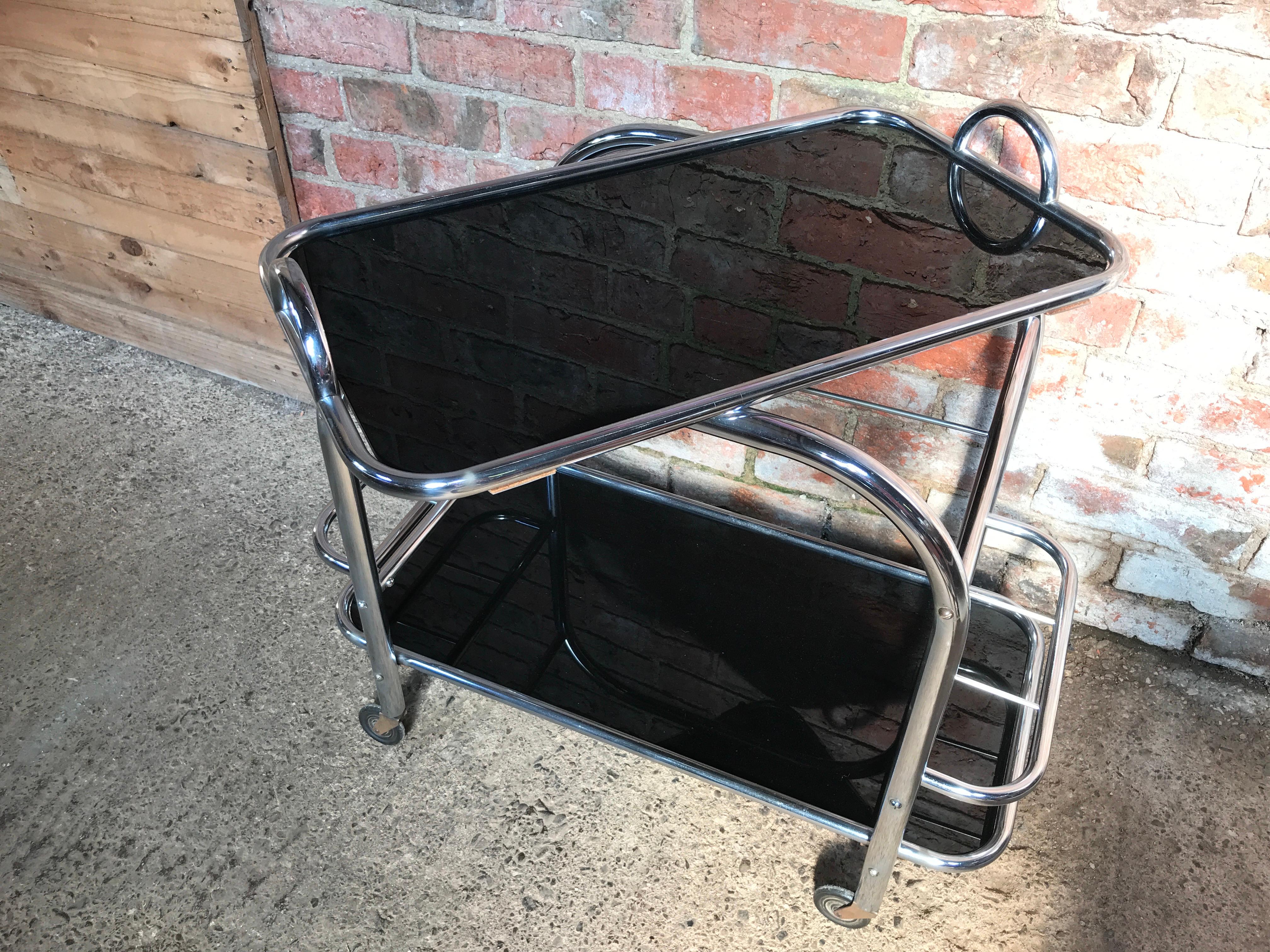 French Art Deco 1930 Drink Trolley Designed by Jacques Adnet For Sale 4