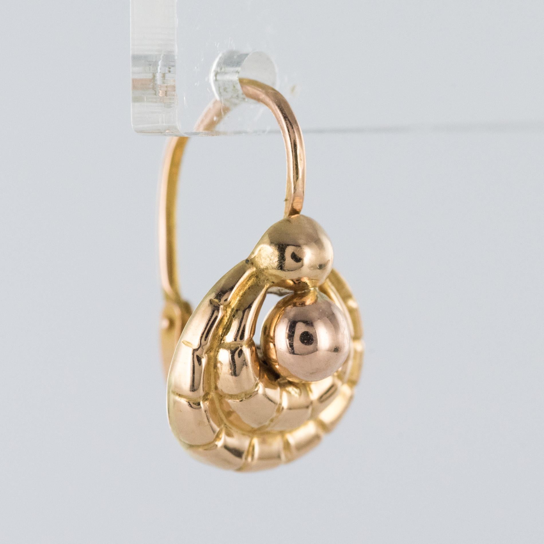 Women's French Art Deco 1930s 18 Karat Rose Gold Drop Earrings
