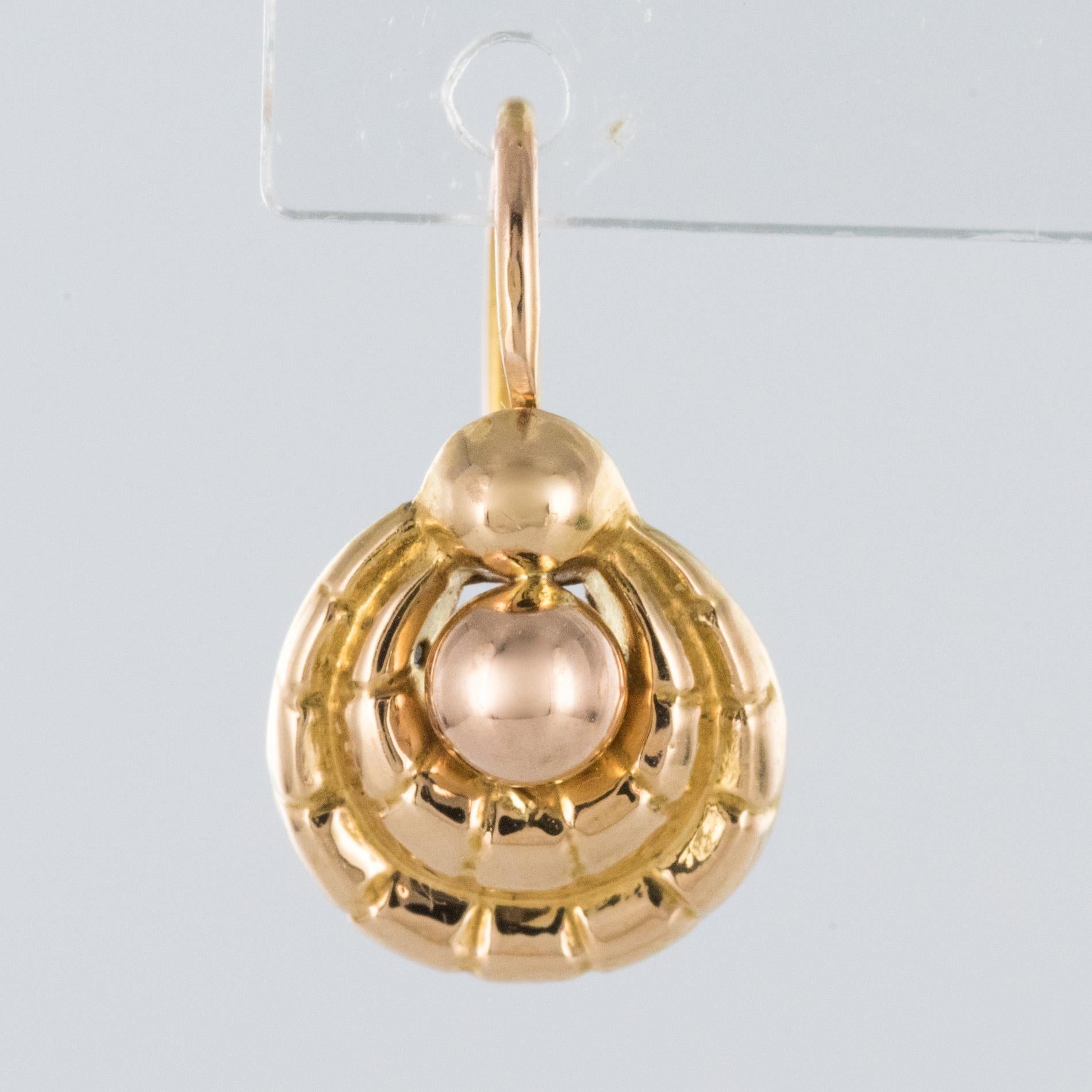French Art Deco 1930s 18 Karat Rose Gold Drop Earrings 2