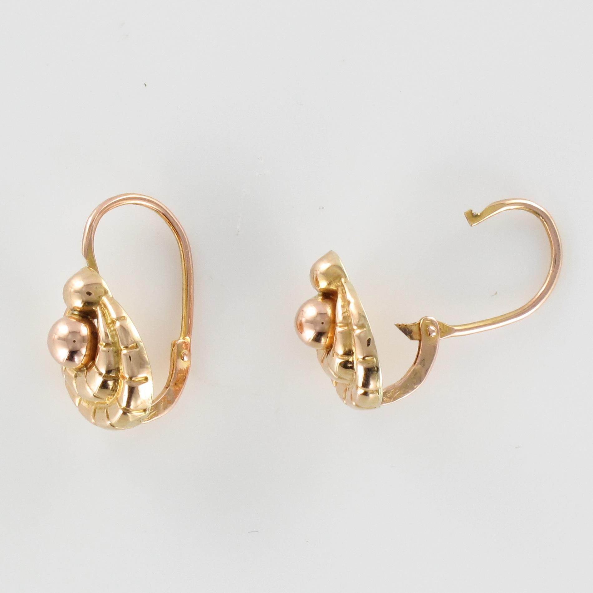 French Art Deco 1930s 18 Karat Rose Gold Drop Earrings 5