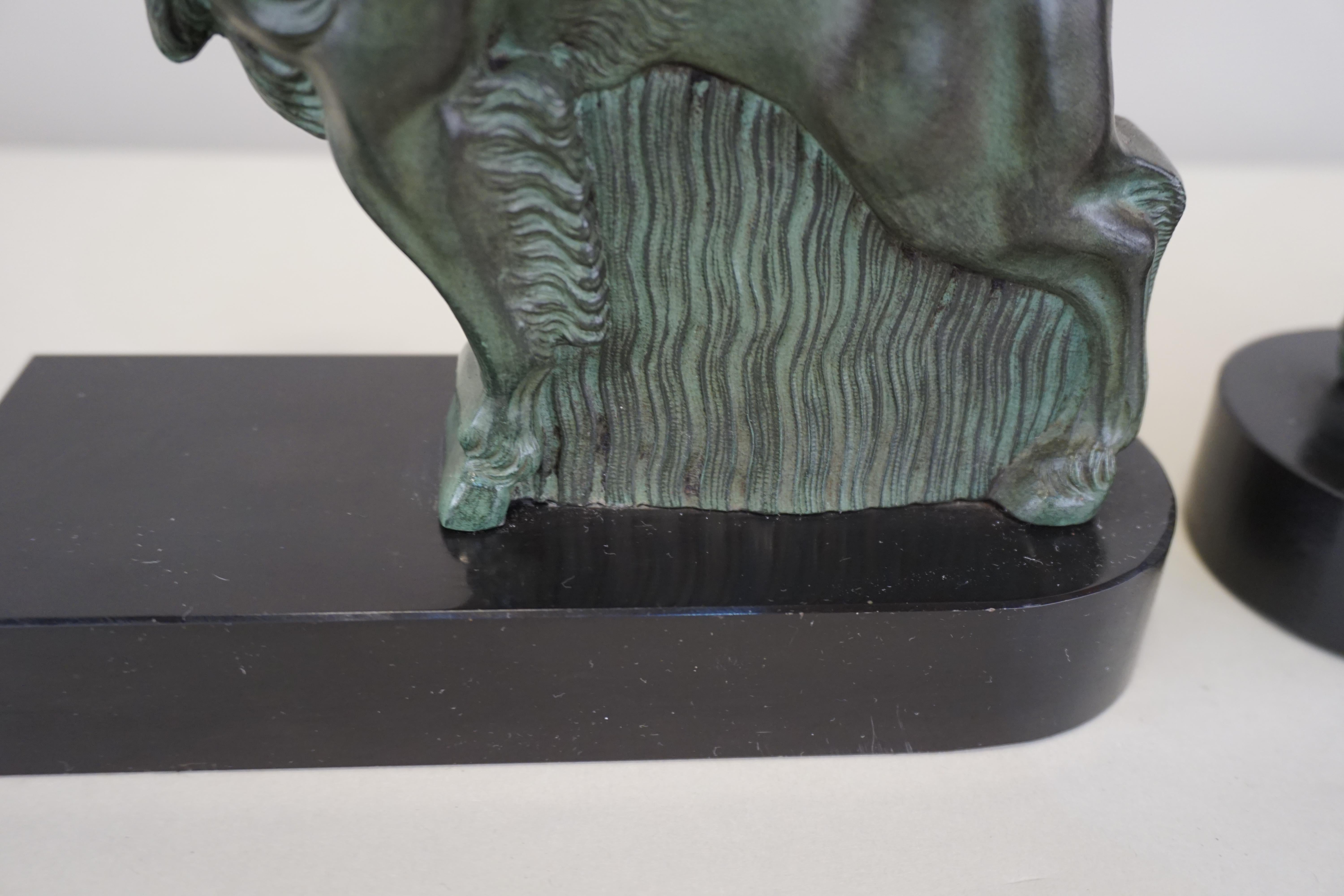 Mid-20th Century French Art Deco 1930s Buffalo Bookends by Max Le Verrier