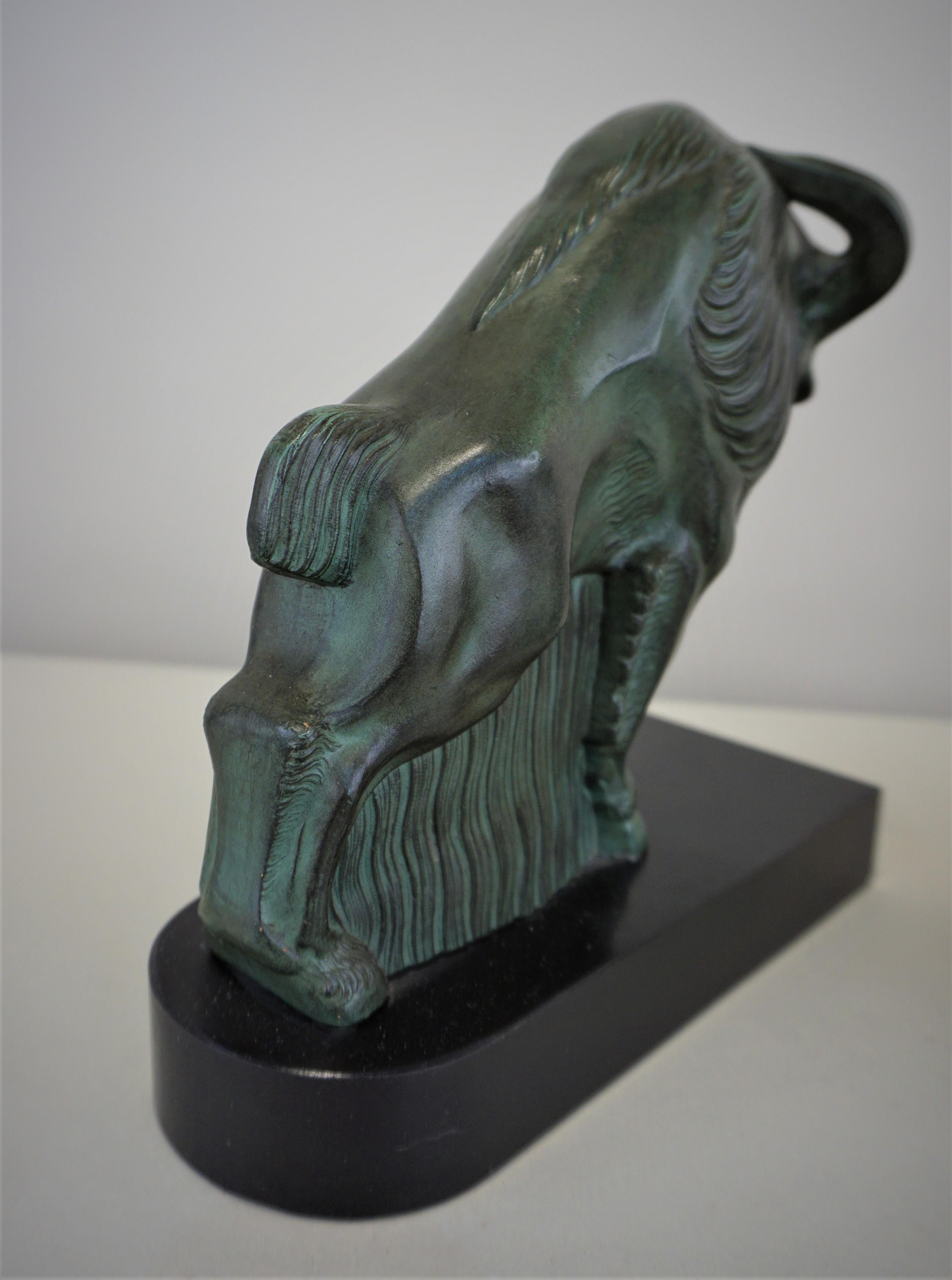 French Art Deco 1930s Buffalo Bookends by Max Le Verrier 1
