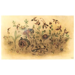 French Art Deco Gold Lacquered Floral Wall Panel
