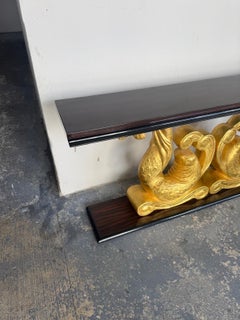 French Art Deco 1930's Macassar Ebony Giltwood Console Table