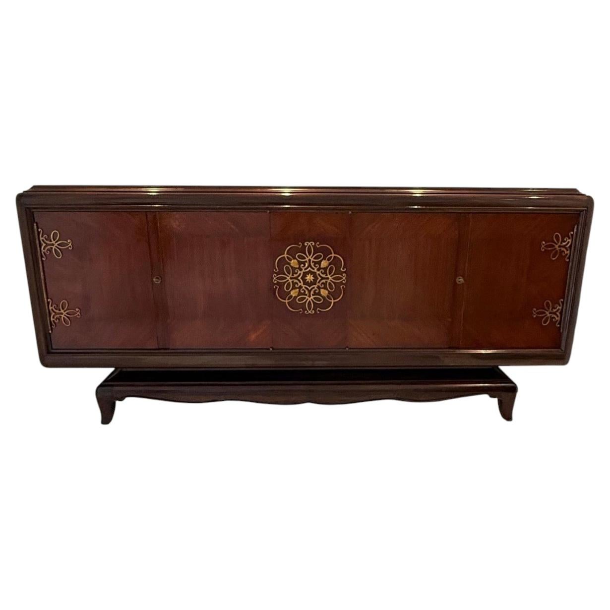 Credenza in impiallacciatura di mogano in stile Art Déco francese degli anni ’30