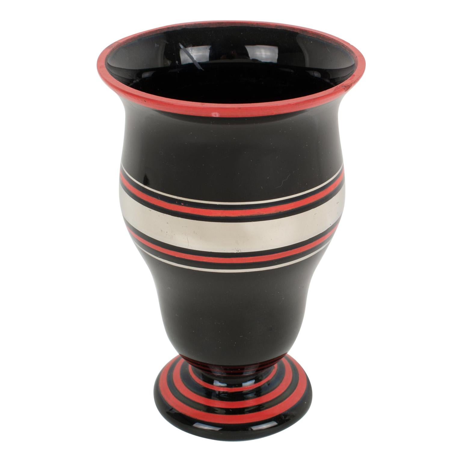 Karl Palda Black and Red Triangular Vase at 1stdibs