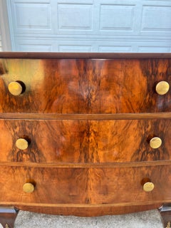 French Art Deco 1930's Solid Walnut Commode / Chest of Drawers