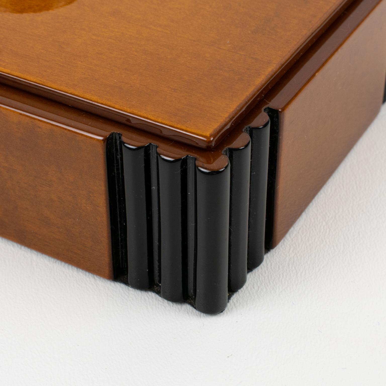 French Art Deco Wood and Black Lacquer Box, 1930s 6