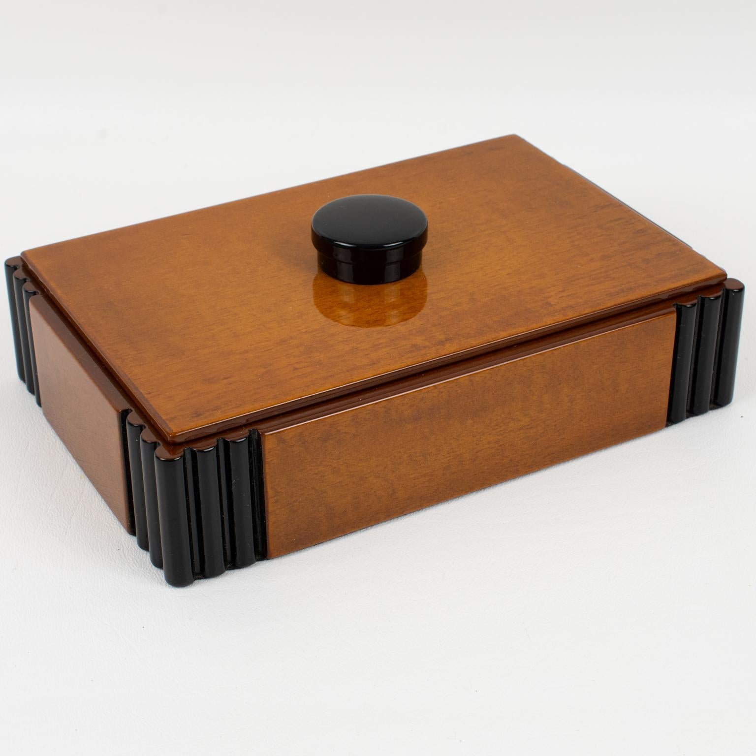 French Art Deco Wood and Black Lacquer Box, 1930s 9
