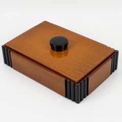 French Art Deco Wood and Black Lacquer Box, 1930s
