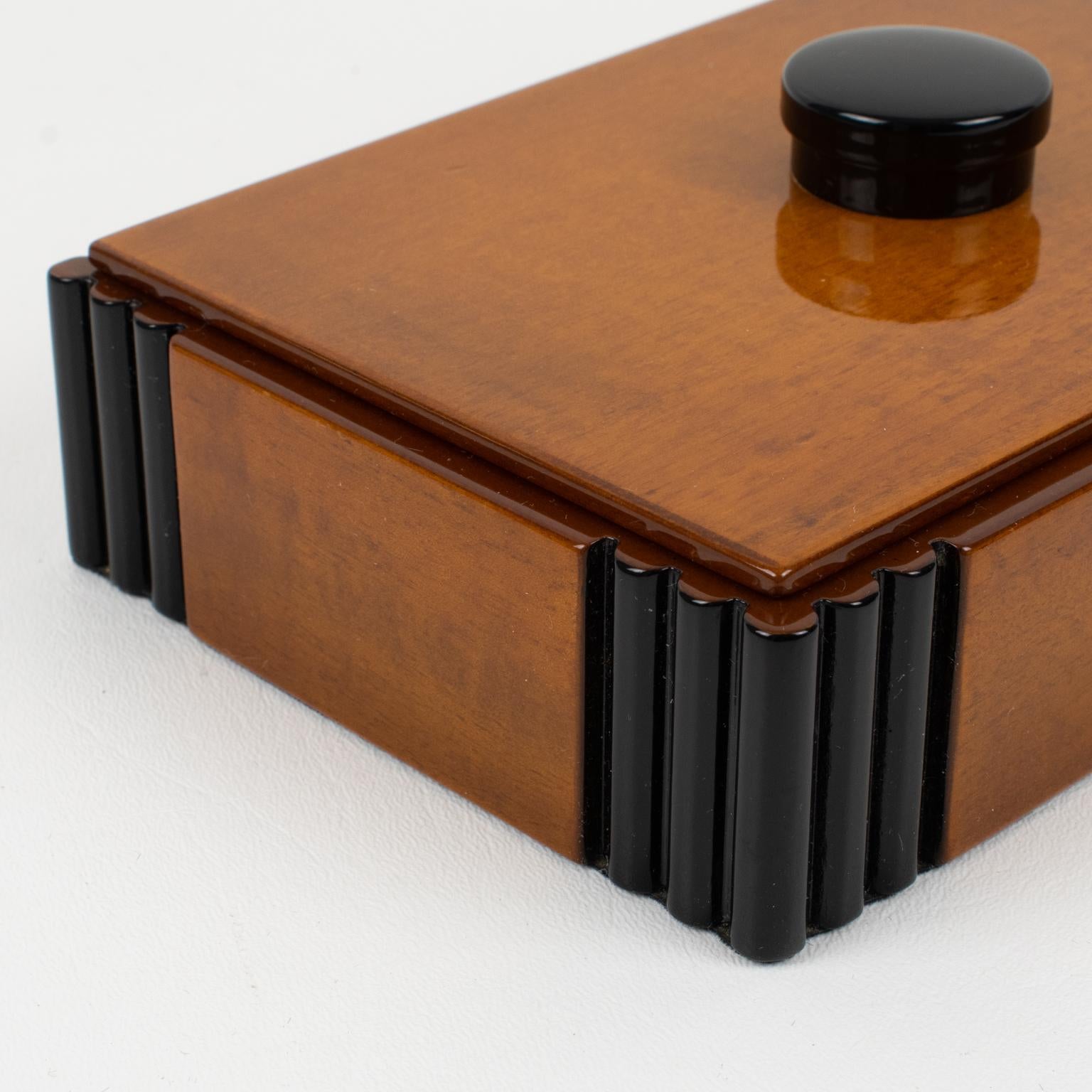 French Art Deco Wood and Black Lacquer Box, 1930s 4