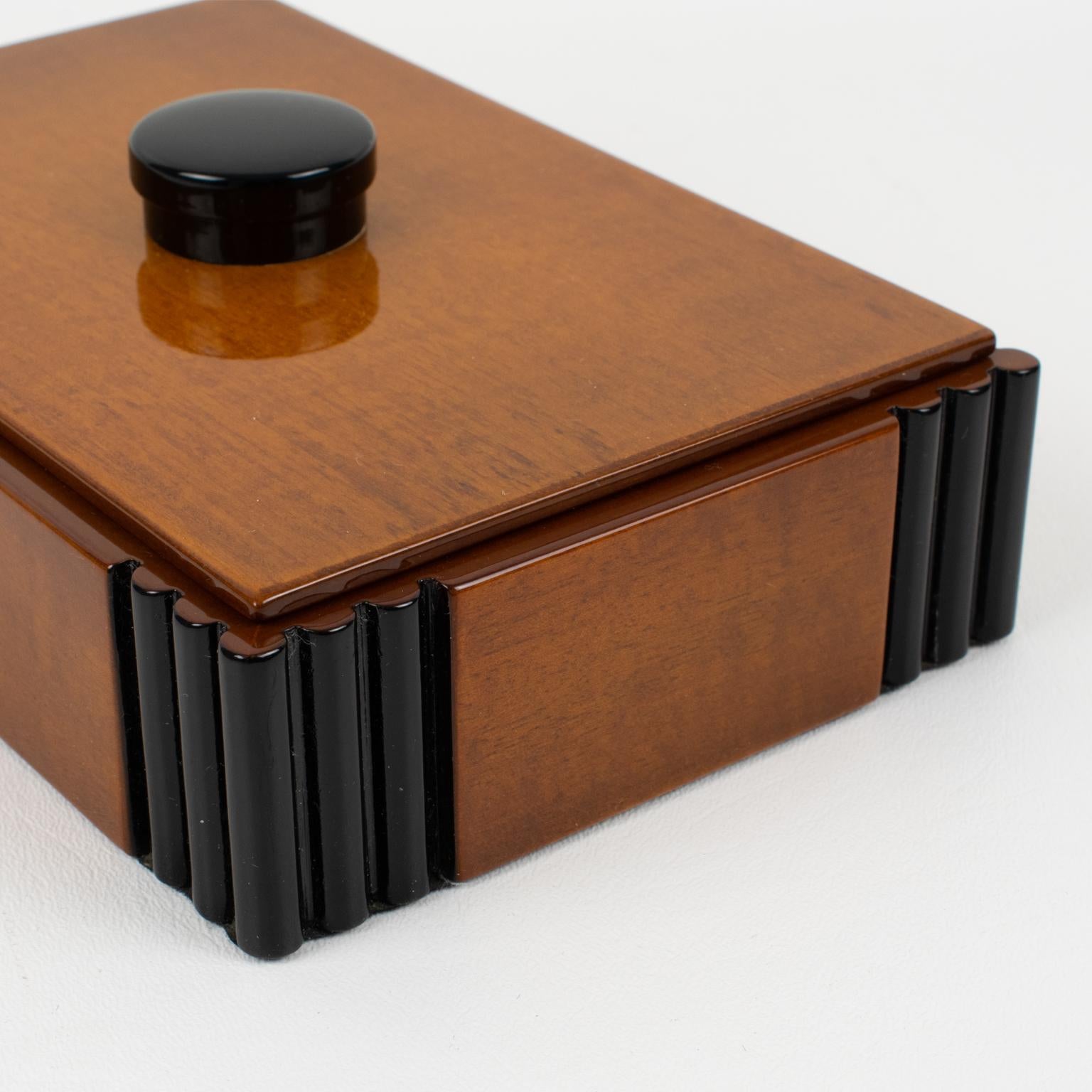 French Art Deco Wood and Black Lacquer Box, 1930s 5