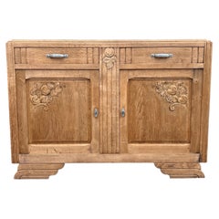 Französisches Art-Déco-Buffet aus gebleichter Eiche mit zwei Türen, um 1935