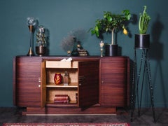 French Art Deco 1940s Design Mahogany and Brass Sideboard