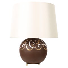 Lampada da tavolo a boule smaltata francese Art Déco anni '40
