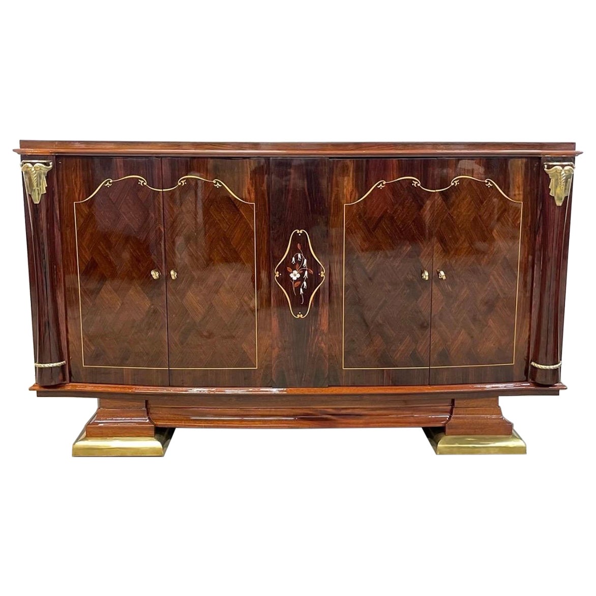 Buffet français Art Déco 1940 en ébène de Macassar nacré
