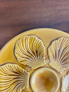 French Mid-Century Modern 1955's Proceram Aubagne Mustard Yellow Oyster Plate