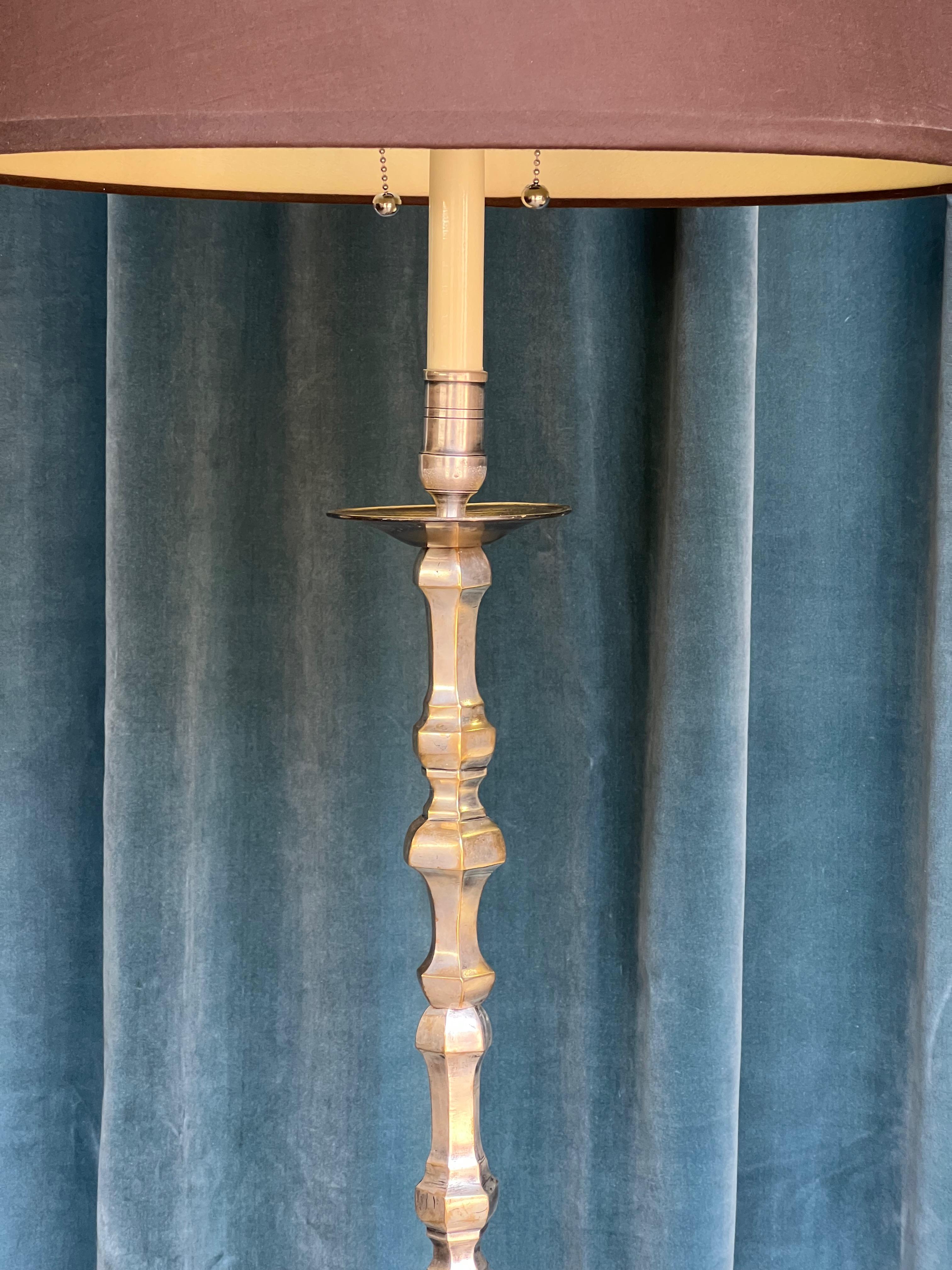 Lampada da terra francese Art Déco anni '40 placcata in argento in vendita 5