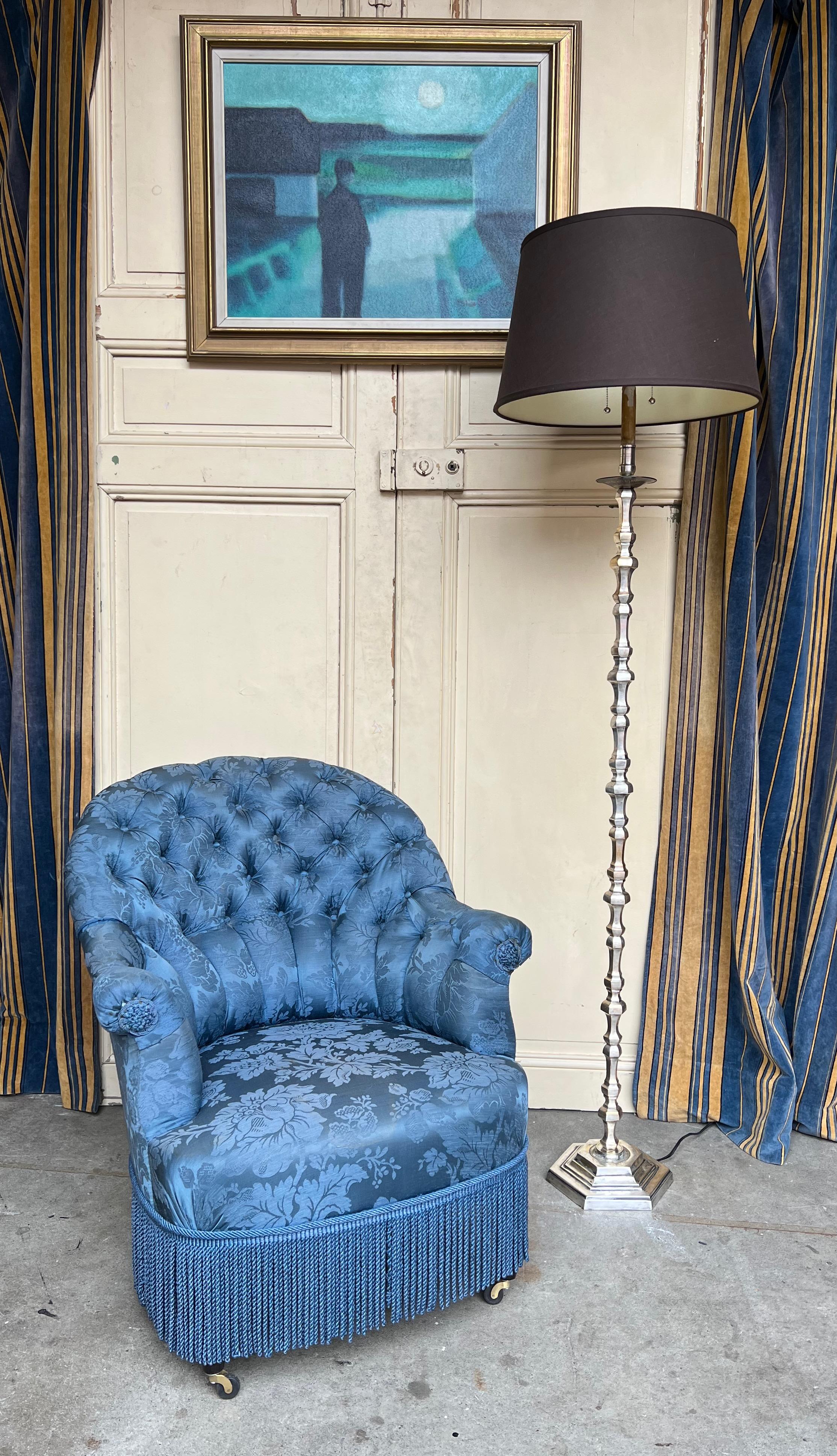 Lampada da terra francese Art Déco anni '40 placcata in argento in vendita 7