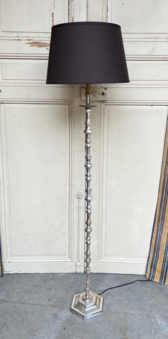 French Art Deco 1940s Silver Plated Floor Lamp