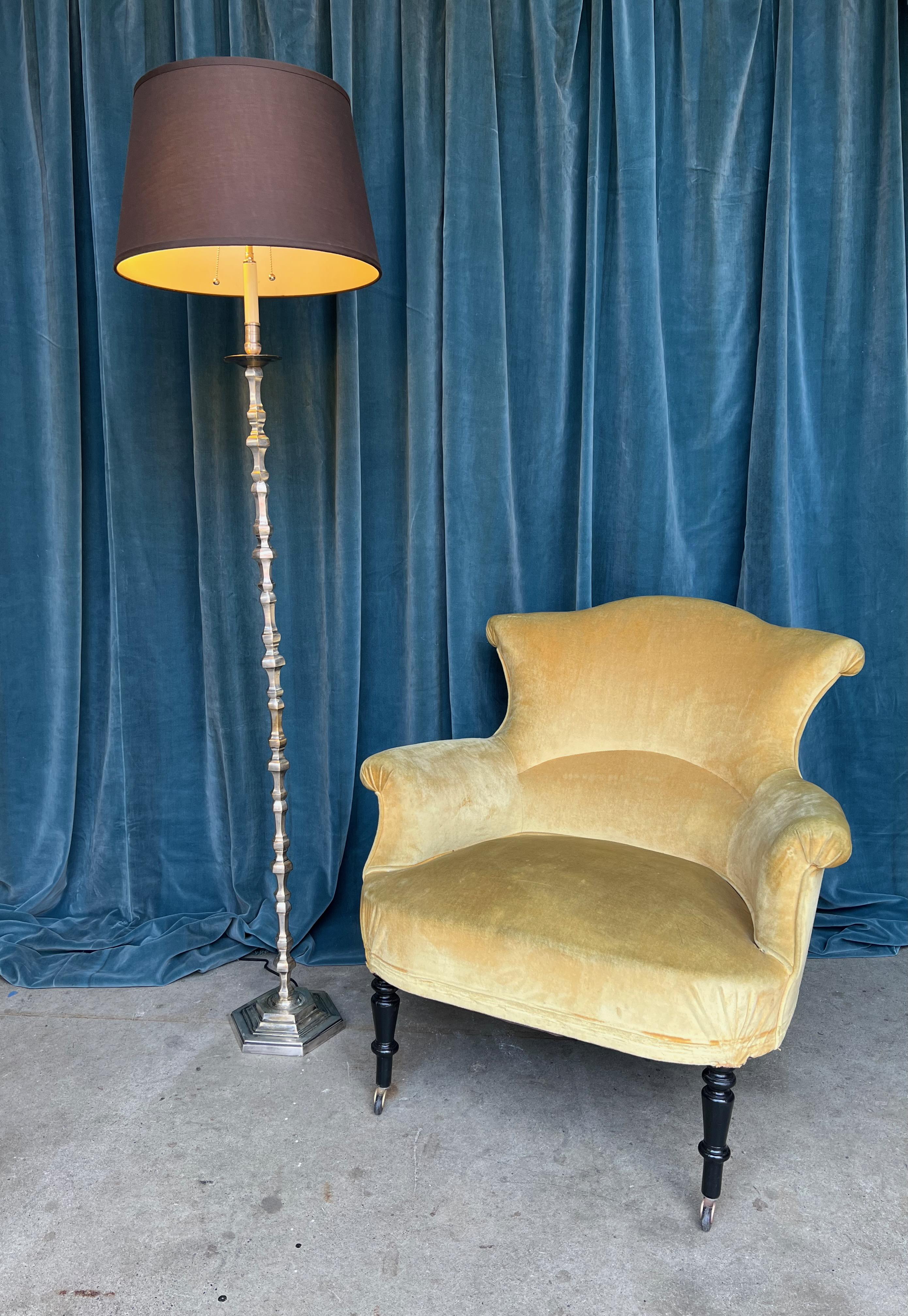 Lampada da terra francese Art Déco anni '40 placcata in argento in vendita 3