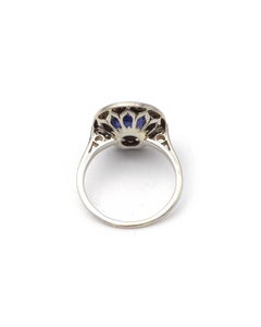Anillo francés de platino con un zafiro de Ceilán de 1,95 quilates, sin tratar térmicamente, de estilo Art Déco