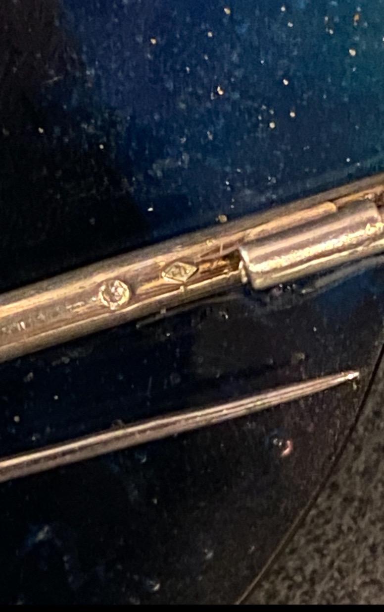 Spilla Art Deco francese degli anni '80 in argento sterling e vetro artigianale di grandi dimensioni in vendita 10