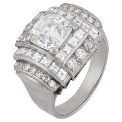 French Art Deco 2.20 carat peruzzi cut diamond platinum ring