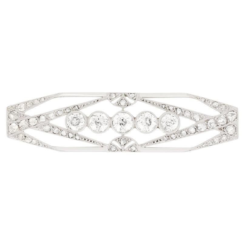 French Art Deco 2.30ct Diamond Brooch, c.1920s