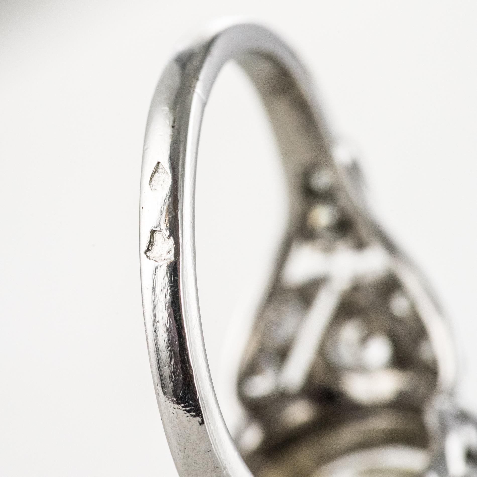 French Art Deco 2.59 Carat Diamonds Platinum Ring 12