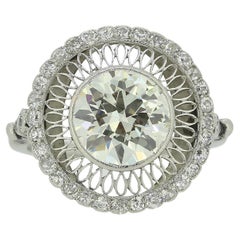 French Art Deco 2.80 Carat Diamond Cluster Ring