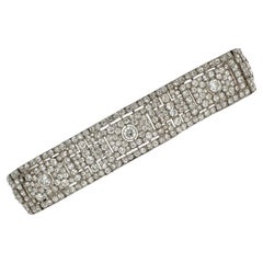 French Art Deco 29 CTW Old European Diamond Platinum Statement Bracelet
