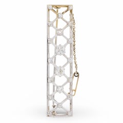 French Art Deco 3 carat total weight diamond 18k white gold brooch