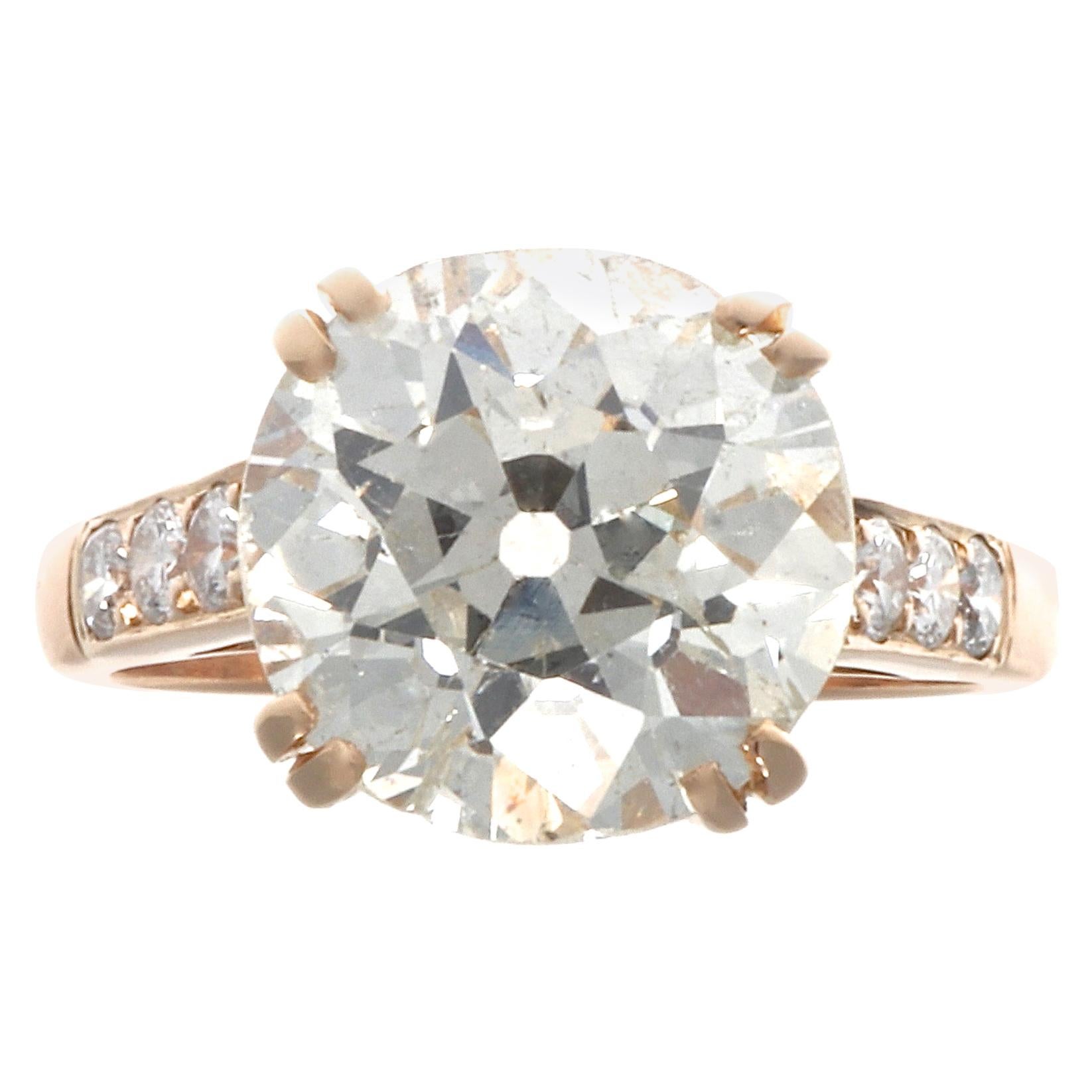 French Art Deco 4.24 Carat Diamond Platinum Ring