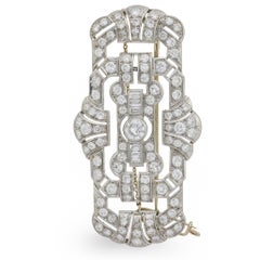 French Art Deco 4.40 carat diamond platinum brooch