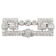Französisch Art Deco 4,50 Ctw. Geometrische Brosche mit gemischtem Diamant- und Platinschliff