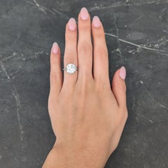 French Art Deco 5.12 CTW Diamond Platinum Foliate Vintage Engagement Ring GIA