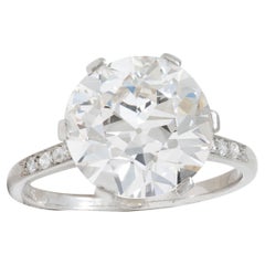 French Art Deco 5.12 CTW Diamond Platinum Foliate Vintage Engagement Ring GIA