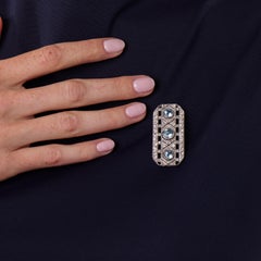 French Art Deco 6.00 carat aquamarine diamond platinum brooch