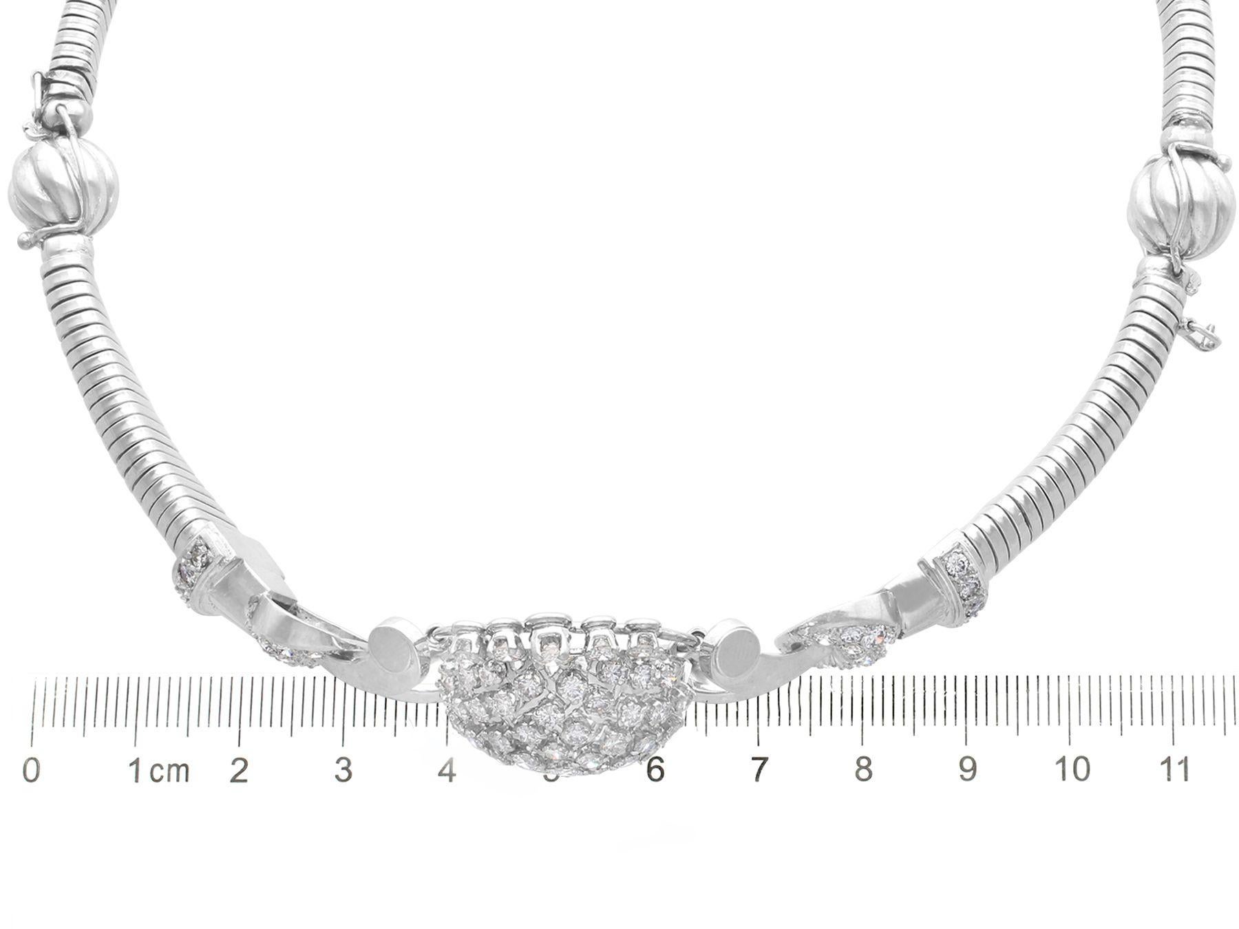 Bracelet collier Art déco français en or blanc et diamants de 6,68 carats en vente 5