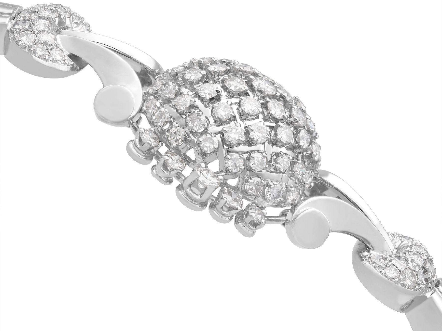 Bracelet collier Art déco français en or blanc et diamants de 6,68 carats en vente 1