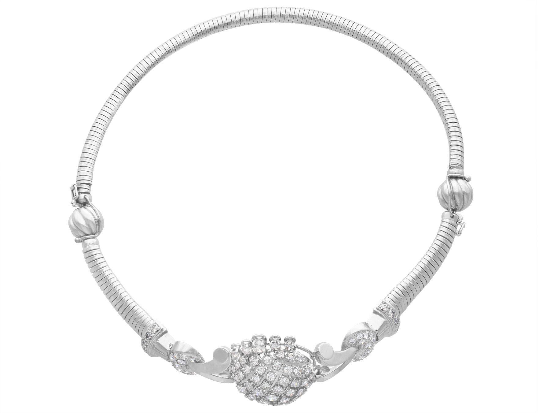 Bracelet collier Art déco français en or blanc et diamants de 6,68 carats en vente 2