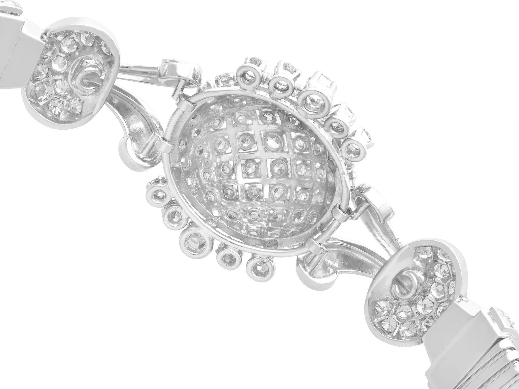 Bracelet collier Art déco français en or blanc et diamants de 6,68 carats en vente 4